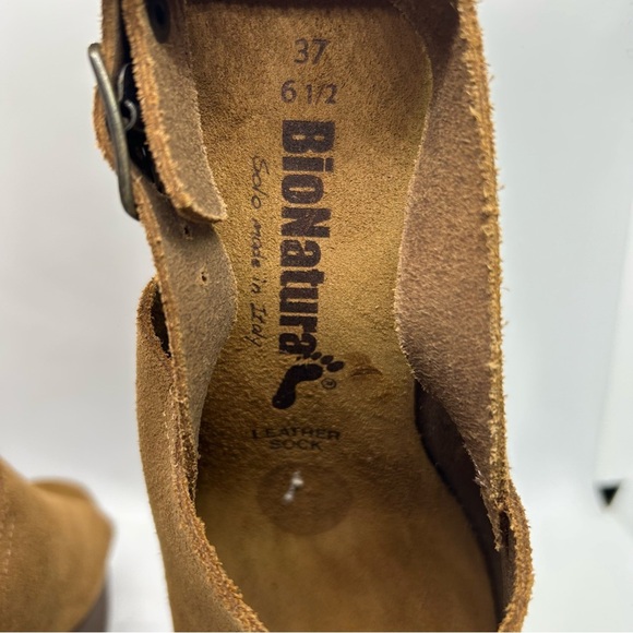 BIO NATURA Made In Italy Leather/Suede Tan Platform Sandal Women's Size 6.5 - Picture 9 of 12